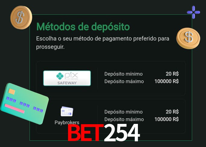 O cassino BET254 oferece uma grande variedade de métodos de pagamento